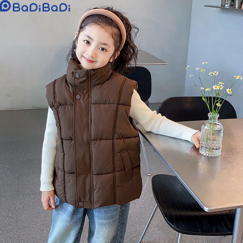 

Детский стильный теплый хлопковый жилет на осень/зиму - безрукавная куртка для девочек и мальчиков 120 (Height 110-120 cm) кофейный