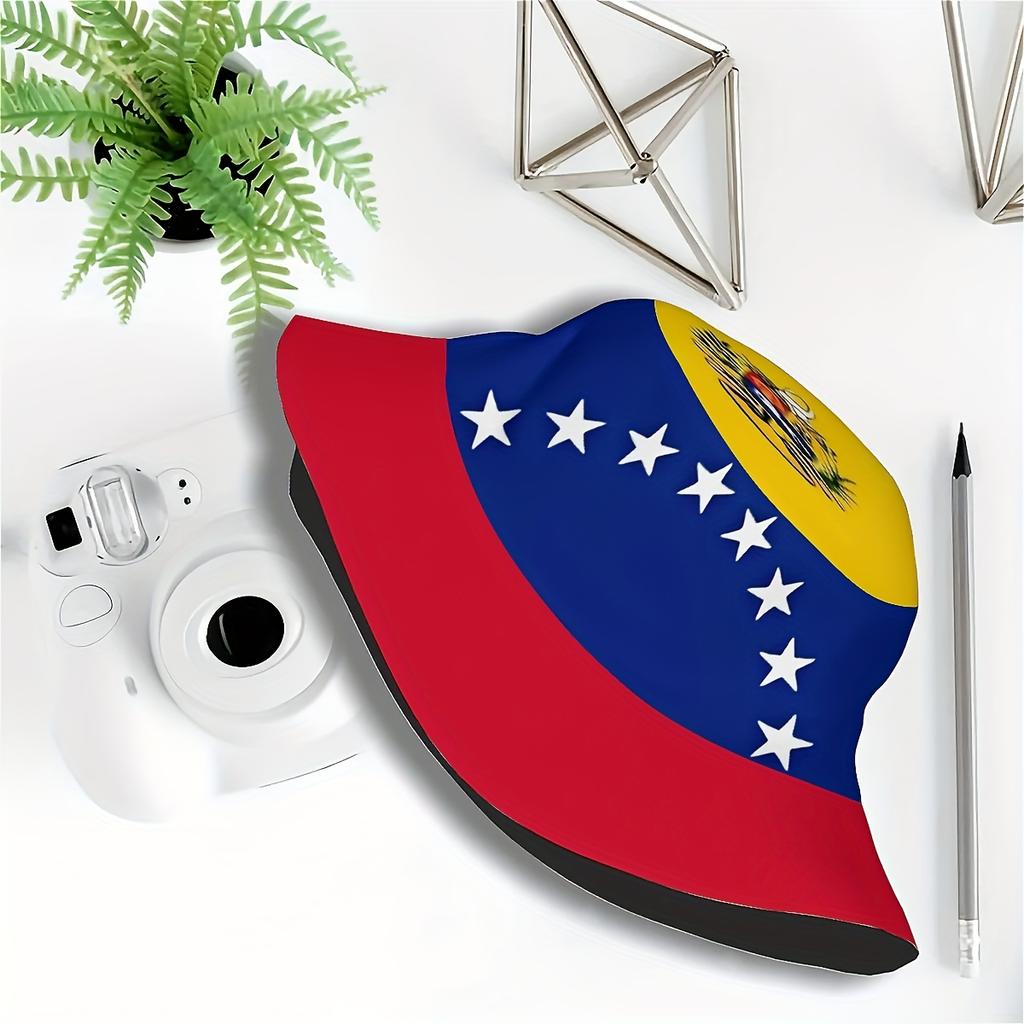 1Pc Of A Bucket Hat Featuring The Venezuelan Flag Design, Ideal For All Ages And Genders, Made From High-Quality Materials