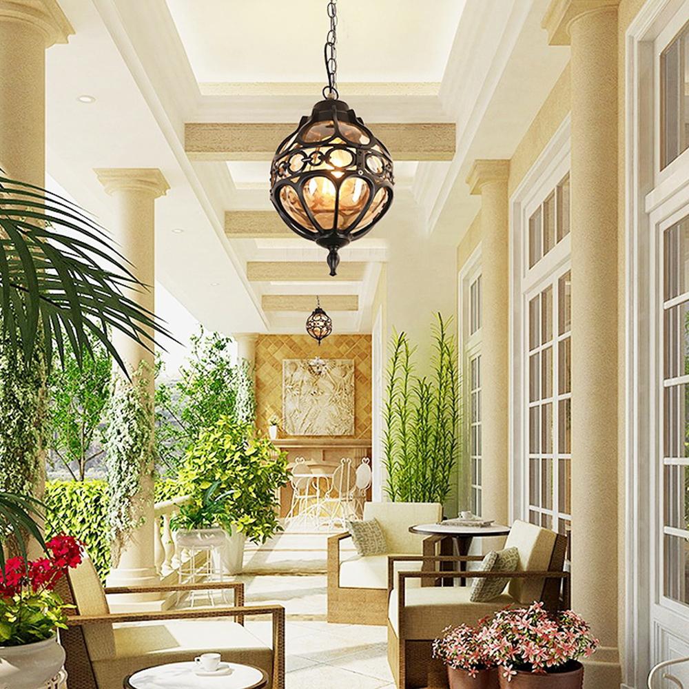 Outdoor Hanging Light Retro Balcony Pendant Lamp Hotel Restaurant Decoration Lighting Villa Doorway Vintage Porch E27 Style