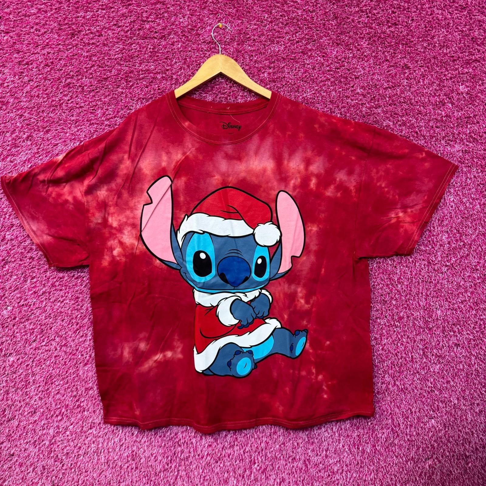 Рождественская футболка с tie-dye с Лило и Стичем в образе Санта-Клауса 4XL