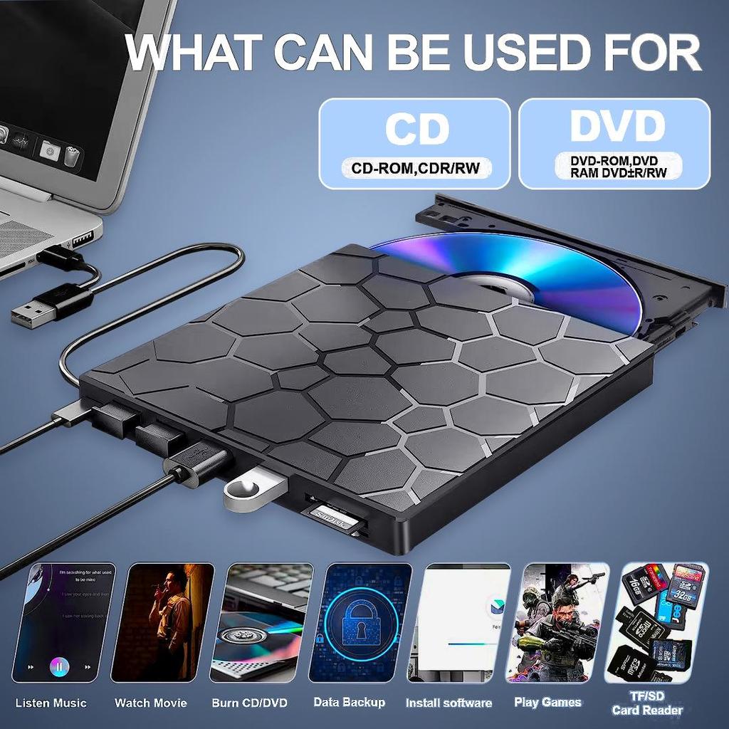 Ultra-Thin 3.0 USB & Type-C Multi-Function External DVD Burner Upgrade
