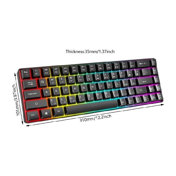 Compactly Mechanical Keyboard 68Keys Wire Keyboard with LED Backlighting and Durability Build Quality High Performances