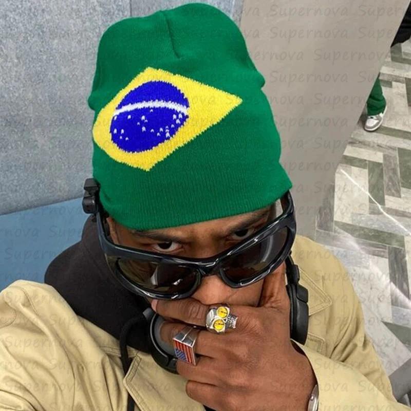 Trendy Knitted Hats for Brazilian Fans Autumn Winter World Cup Club Hats Cosplay Winter Warm Knit Cap Unisex