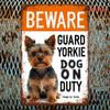 Yorkshire Terrier Warning Metal Sign Rustic Beware of Guard Yorkie On Duty Wall Art Durable Iron HighQuality Print for