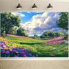 1 piece of gorgeous floral grassland and lush green landscape background cloth  no need for power supply