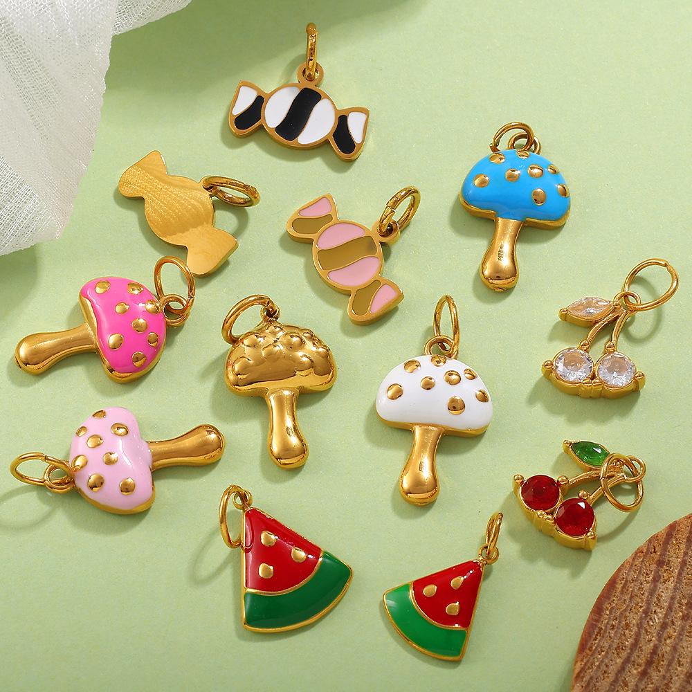 Beach Vacation Diy Oil Dripping Ceramic Fish Pendant Stainless Steel Gold Plated Cute Accessories