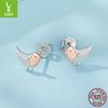 Small Fresh S925 Sterling Silver Three-Dimensional Bird Stud Earrings, Smart And Small Forest Wind Stud Earrings.