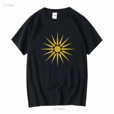 Vergina Sonne T-Shirt Antikes Makedonien Alexander der Große Symbol Makedonischer Stern lang- oder kurzärmlig Vintage Gewaschen Lässig
