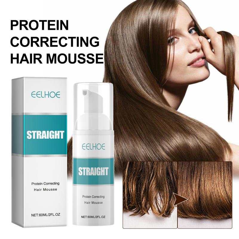 Eelhoe Straight Hair Styling Mousse Long Lasting Styling Reduces Hair Frizz Repair Damaged Hair Treatment Cream 60Ml