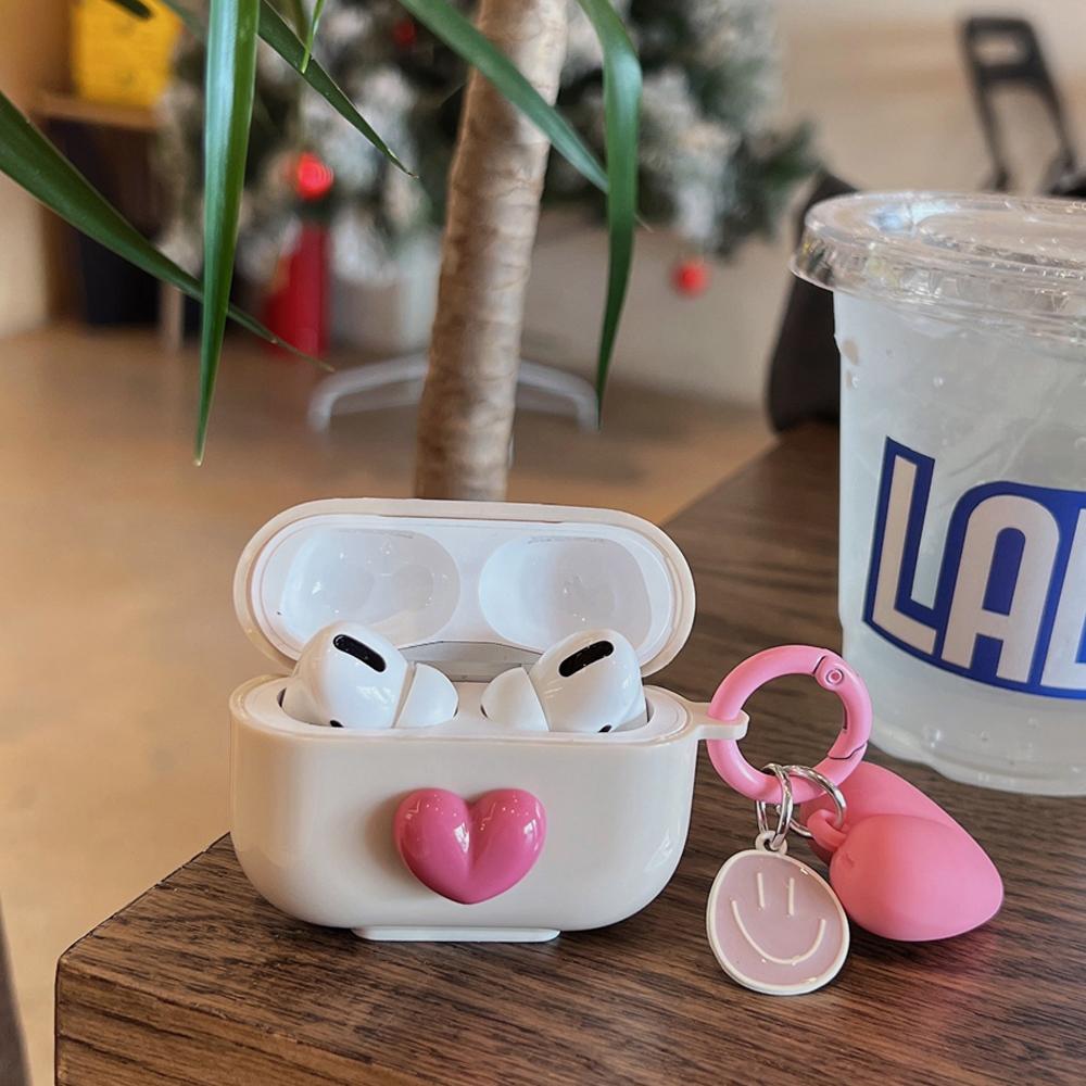 Pink Lovely Cute Cartoon Heart Earphone Case Point For Airpods 1 2 3 Cover Protection For Airpod Pro Pro 2nd Cases iPhone