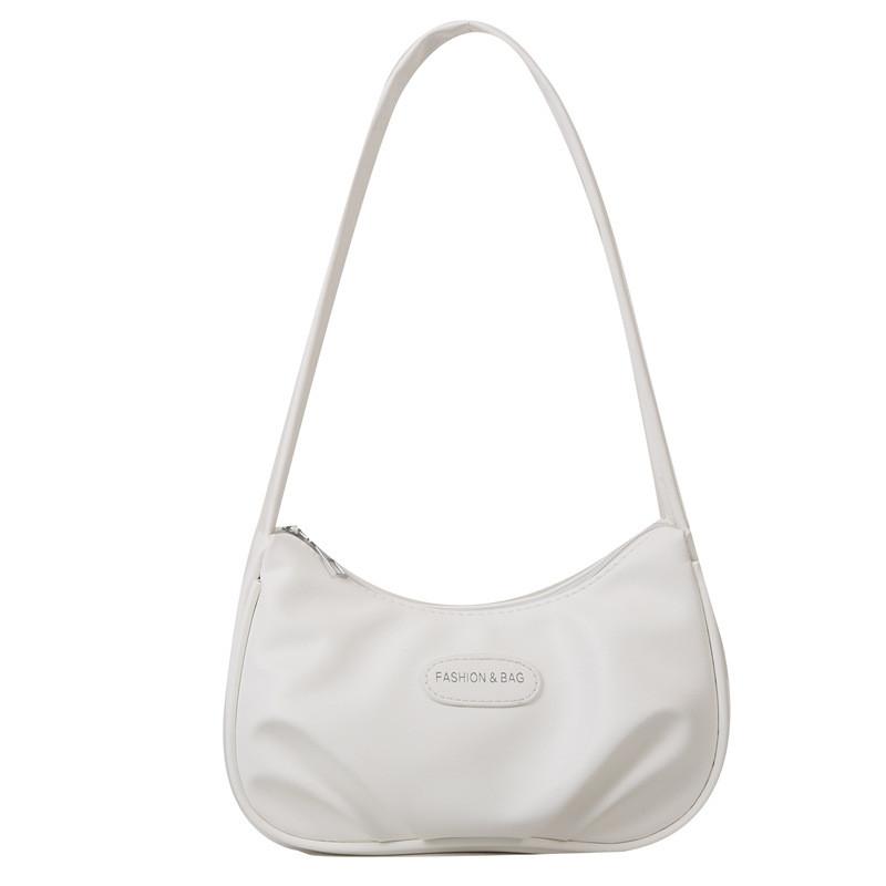 Borsa a Spalla da Donna Argentata con Materiale PU Pieghettato per Uso Quotidiano Casual