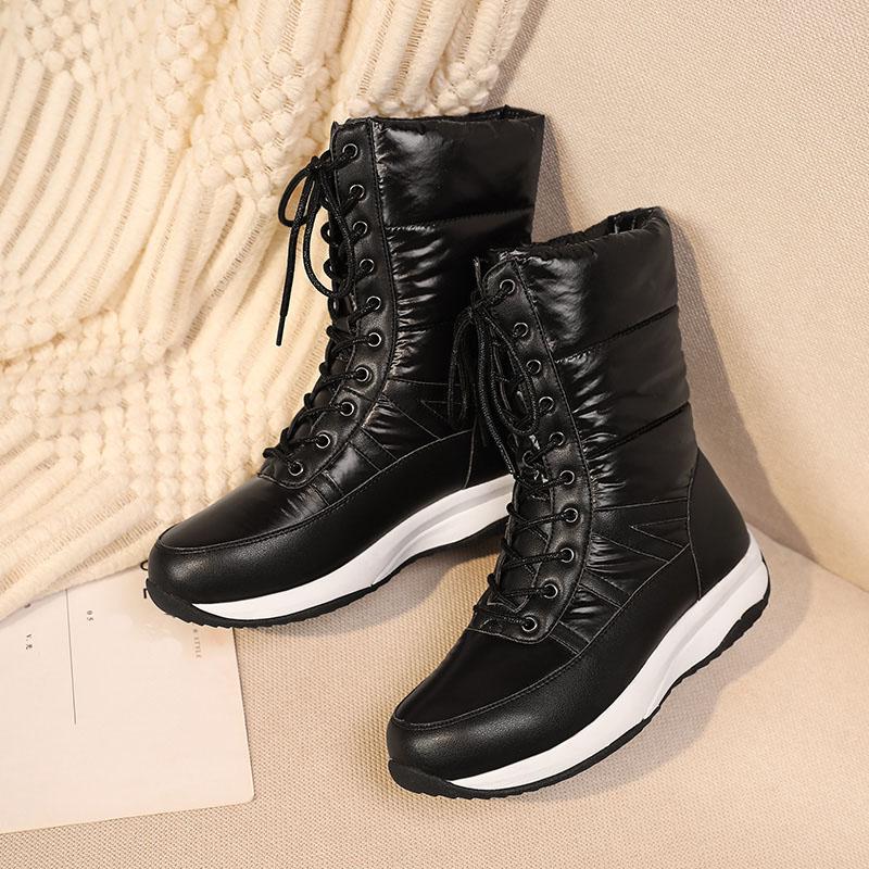 Dámské sněhule zimní teplé a pohodlné protiskluzové boty s dlouhým vlasem velká velikost ležérní bavlněné boty