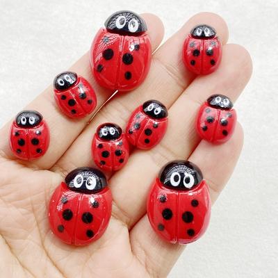 10pcs Colorful Kawaii Cartoon Red Beetle Flat Bottom Cookie Flat Back Resin Scrapbooks Figurines DIY Decor Crafts