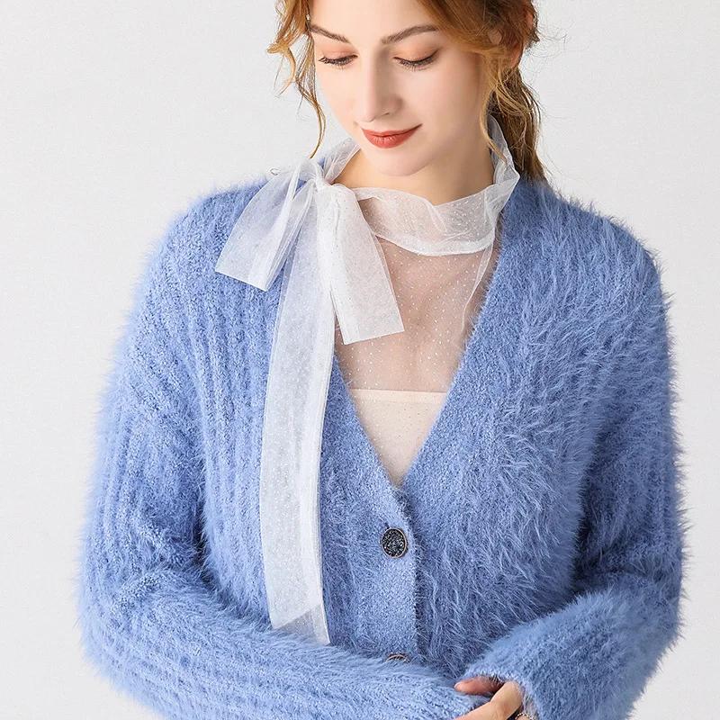 Women Big Bowknots Fake Collar Tie Adult Detachable Half Shirt Black White Thin Stand False Collar Blouse Top Decor Accessory