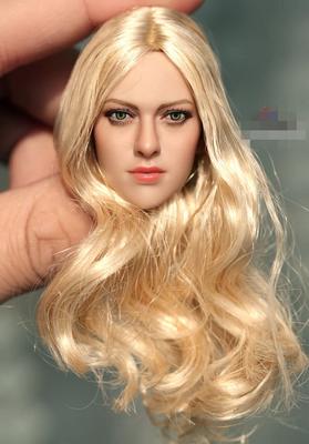 Kopfschnitzerei mit langem Haar, europäisches blondes Haar, schöne weibliche Figur, Kopfskulptur, passend für 12 Zoll weibliche Actionfigur, 16 SL6158-JY-JP