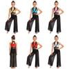 Mono de Rendimiento Escénico para Niños Sin Mangas Espalda con Abertura Pantalones de Pierna Ancha Bloque de Color Parche de Lentejuelas Malla Mono con Pantalones Cortos Integrados