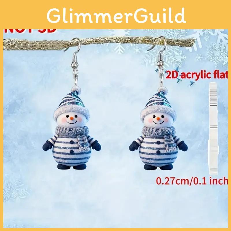 Winter Holiday Acrylic Ear Accessories With Cartoon Snowman For Seasonal Wear