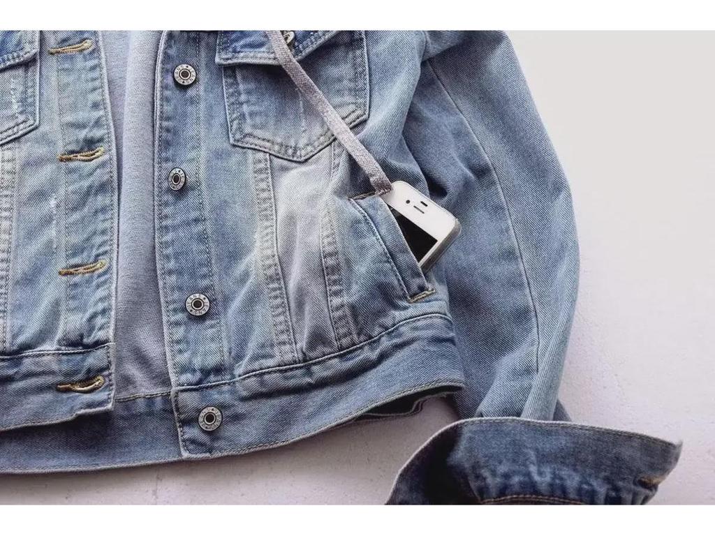 2024 Women's Slim Hooded Denim Jacket - Japanese & Korean Style, Long-Sleeved Short Spring & Autumn Coat