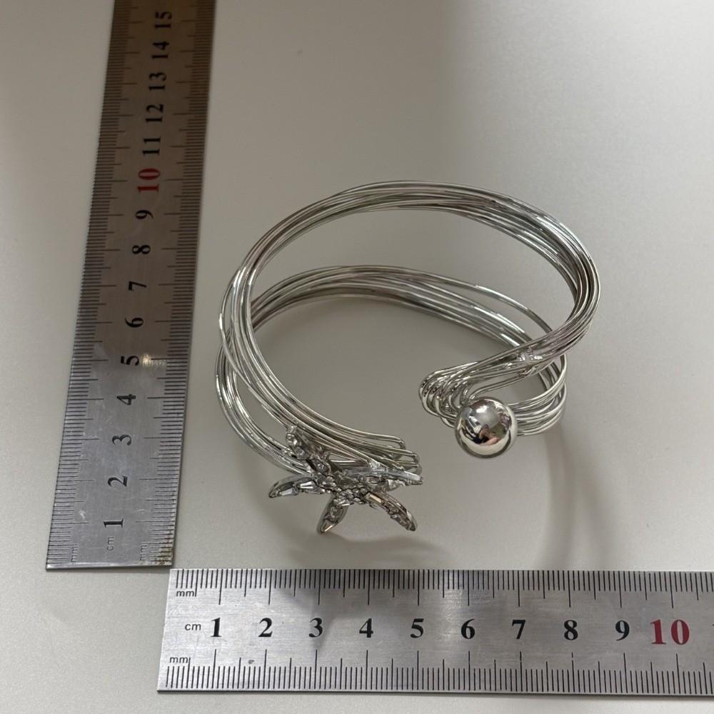 Irregular Starfish Cuff Bracelets Rhinestone Crystal Starfish Bangles Star Armband Arm Chain  Beach