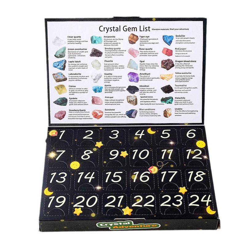 Natural Gemstone Advent Calendar Christmas Advent Calendar Rocks Kids 24 Days Natural Rock Calendar Gemstone Stone Learning Kit