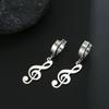 My Shape Fashion Music Note Pendant Earrings for Men Women Stainless Steel Circle Clip Earring Punk Jewelry for Party Concert