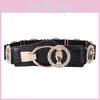 Water Drill Trendy Ultra Wide Belt With Elastic Waistband Embellishments Crystal