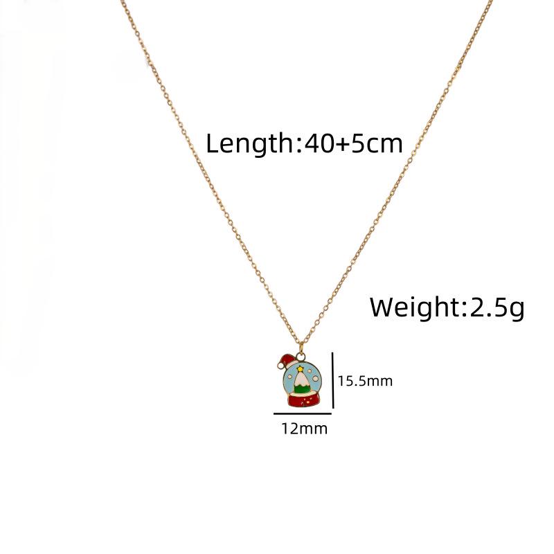 Titanium Steel 14K Gold Santa Claus Pendant Necklace - Cute Cartoon Christmas Series