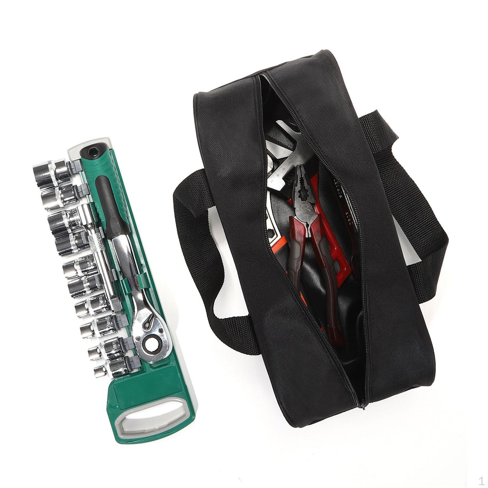 

Сумка для инструментов с застежкой-молнией, большой вместимости, органайзер для электриков и плотников чёрный