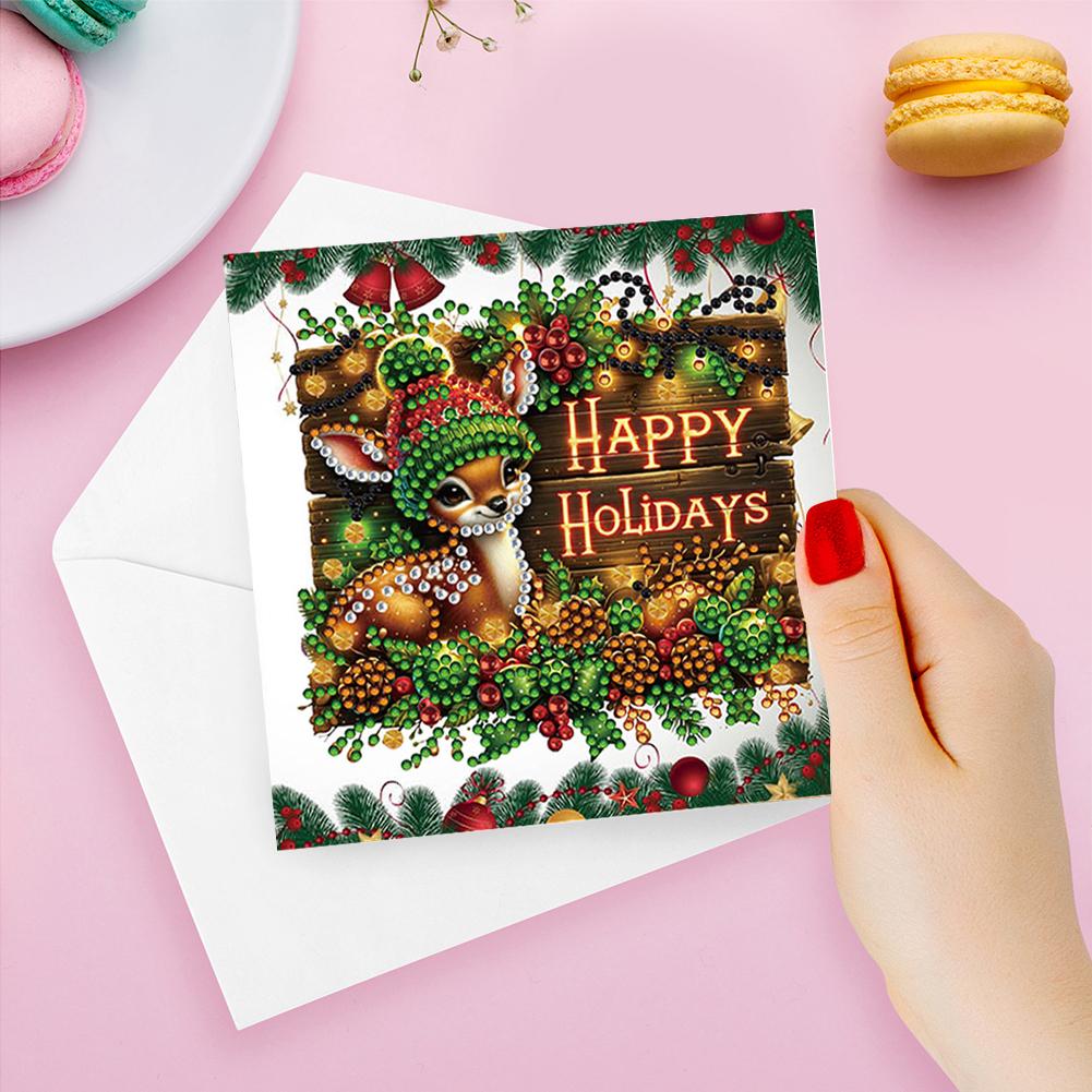 6Pcs Mask DIY Diamond Painting Card Rhinestone Painting Card Kit Diamond Painting Greeting Card for Holiday Party Favors