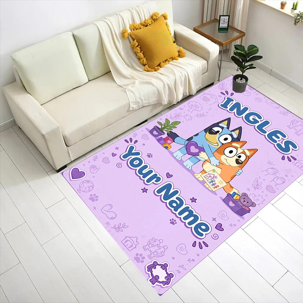 Bluey Customize Text Floor Mat Suitable for Bedrooms Living Rooms Dining Room Balcony Antislip Carpet Anime Office Decor