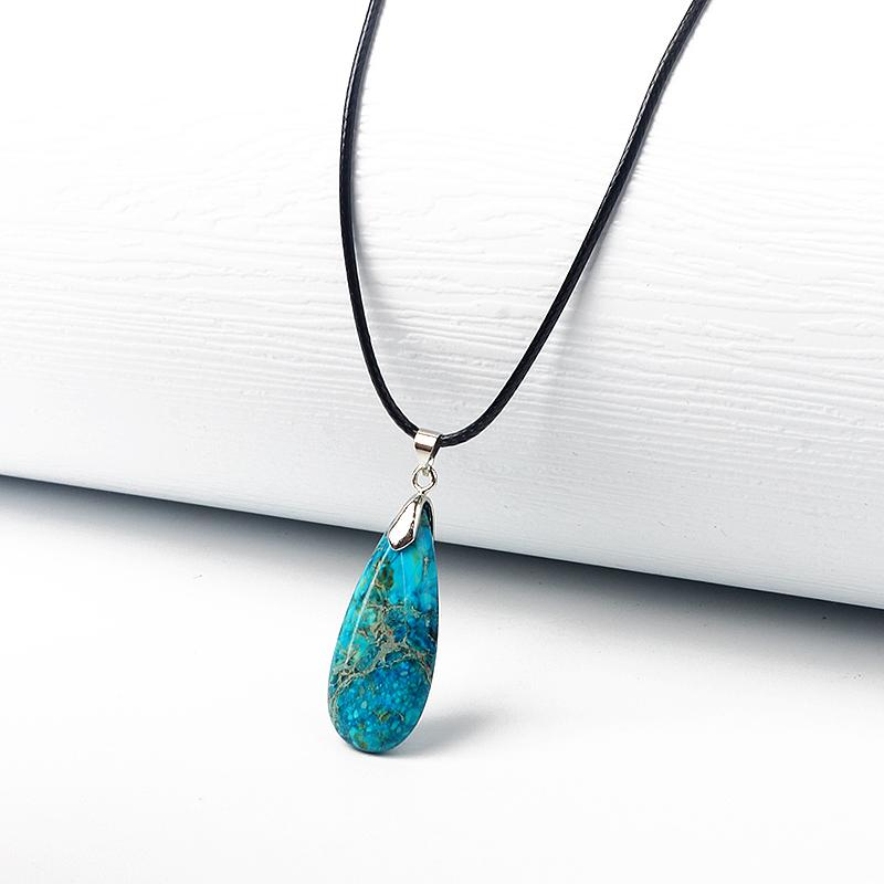Water-Drop Emperor Stone Pendant Necklaces for Women Reiki Nature Stone Imperial Jaspers Turquoises Necklaces Healthcare Jewelry