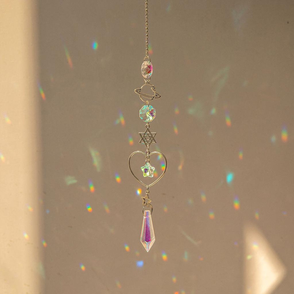 Colorful Suncatcher Crystal Wind Chimes Sun Catcher Light Catching Pendant Home Bedroom Balcony Window Garden Hanging Decoration