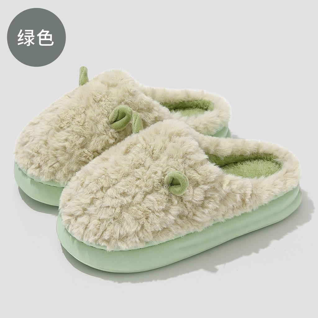 Home cotton slippers winter indoor household plush plush warm cute ears fluffy slippers winter