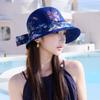 Spring and summer new flower rendering bucket hat large brim showing small face breathable outdoor sunscreen hat sunshade sun hat