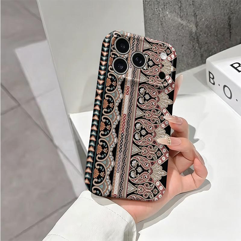 Ethnic Exquisite Decorative Mandala Striped Pattern Graphic Art Film Aesthetic Protective Shockproof Bumper Case For iPhone 13 14 15 16 17 ProMax Plus