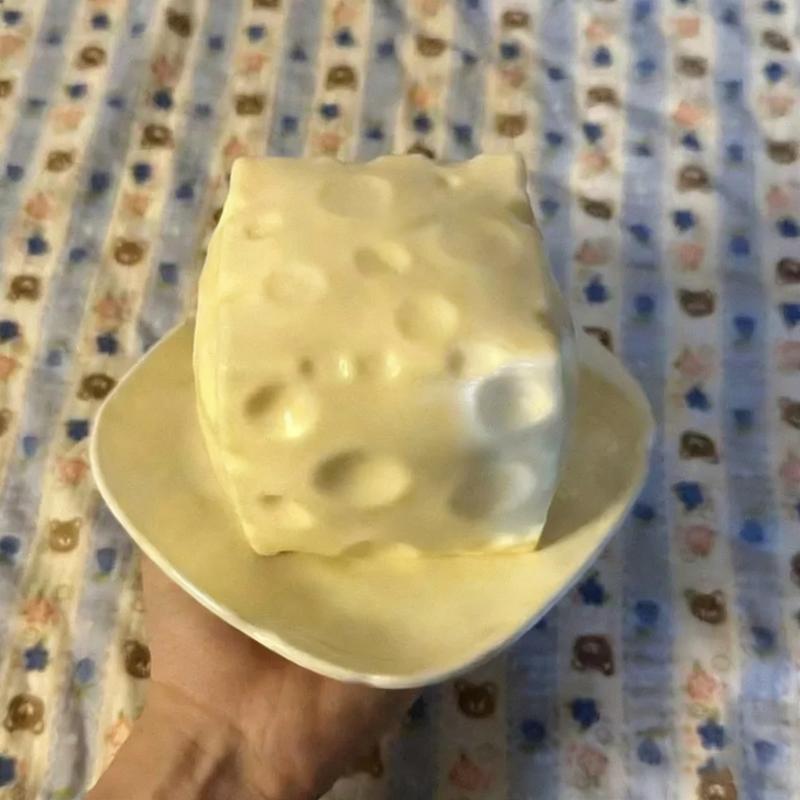 Ekstra Büyük Boy Peynir Fidget Oyuncak Yavaş Geri Seken Şekillendirilebilir Havalandırma Topu Yetişkin Stres Giderici İçin Gerçekçi Dev Sıkma Oyuncakları
