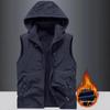 Herren Plus Samt Beidseitige Outdoor Fleece Sherpa Weste mit Abnehmbarer Kapuze