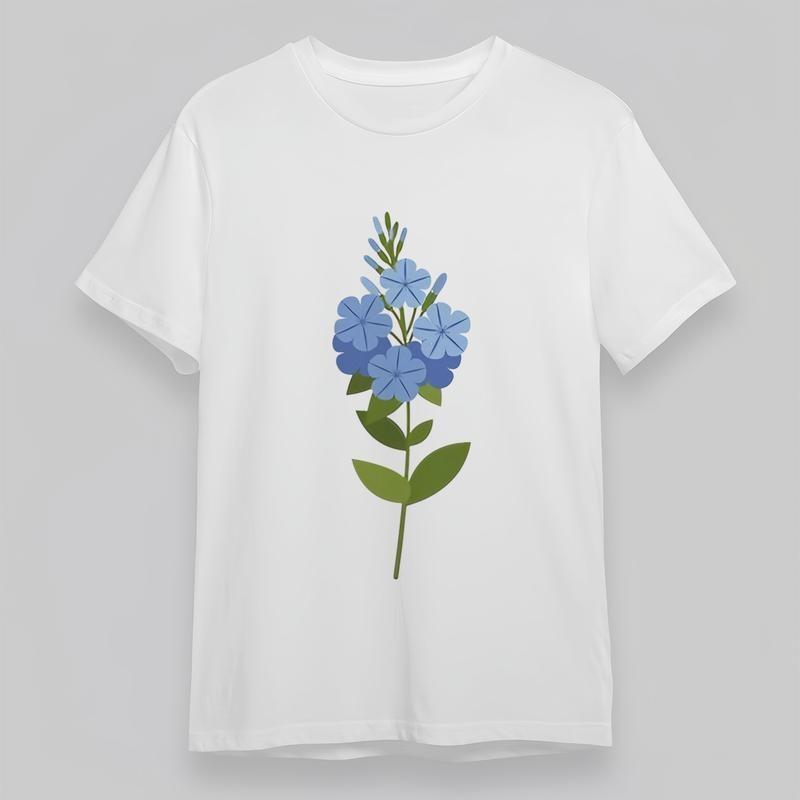 

Women s Soft Fashion Classic T-Shirt Blue Floral Bouquet Graphic 100% Cotton Tee 4XL