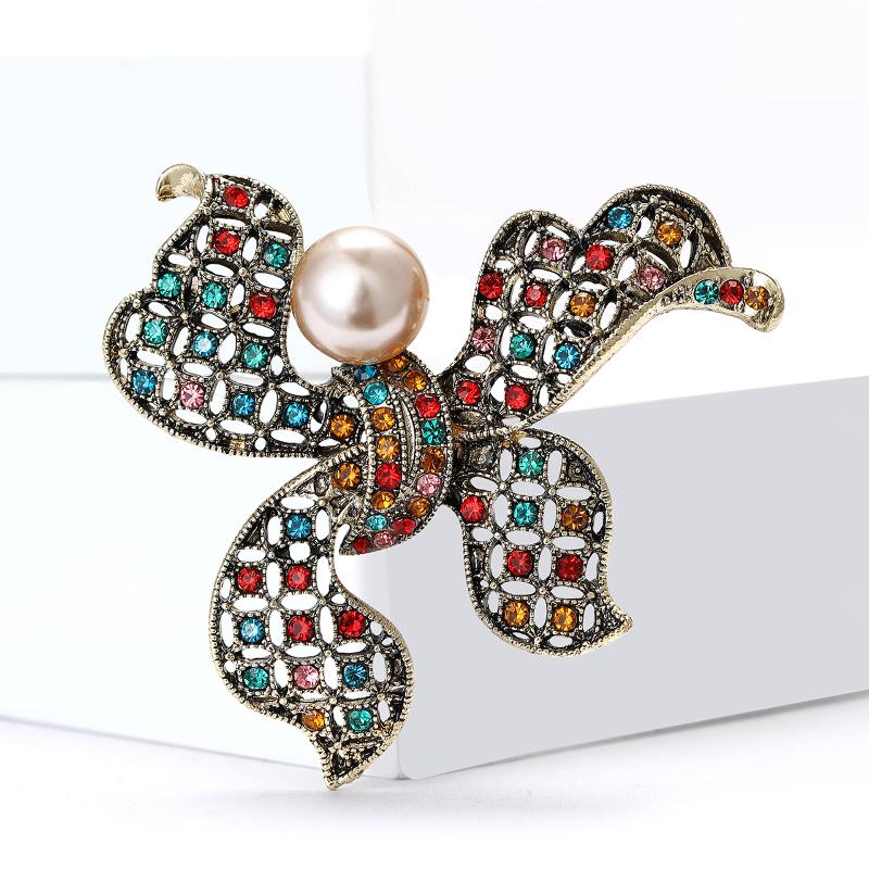 Vintage Strass Hohl Schleife Brosche Anstecknadel Für Damen Kleidung Mantel Accessoires Geschenke