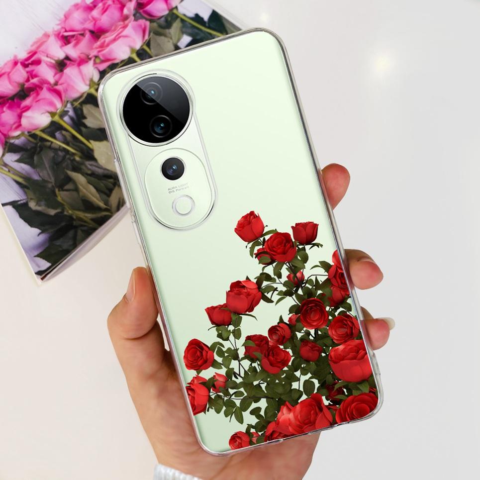 Flower Butterfly Women Fashion Back Cover For Vivo S19 Pro 5G V2362A Phone Funda Transparent Soft TPU Slim Silicone Bumper Etui