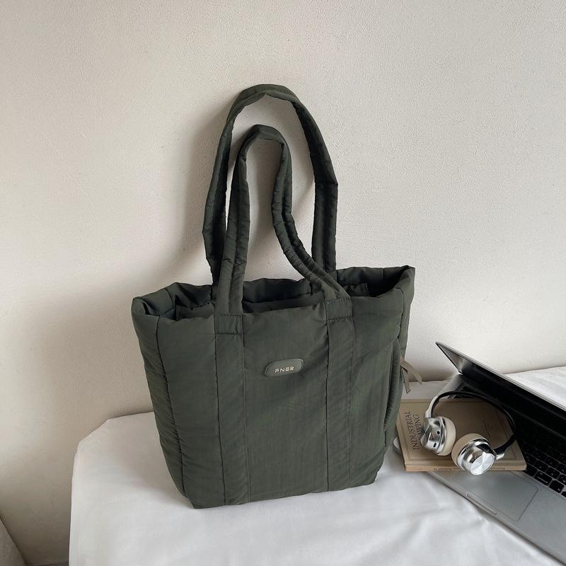 Soft waxy cloth bag Female students class shoulder bag Large capacity commuter handbag 2025 New nylon cloth tote bag