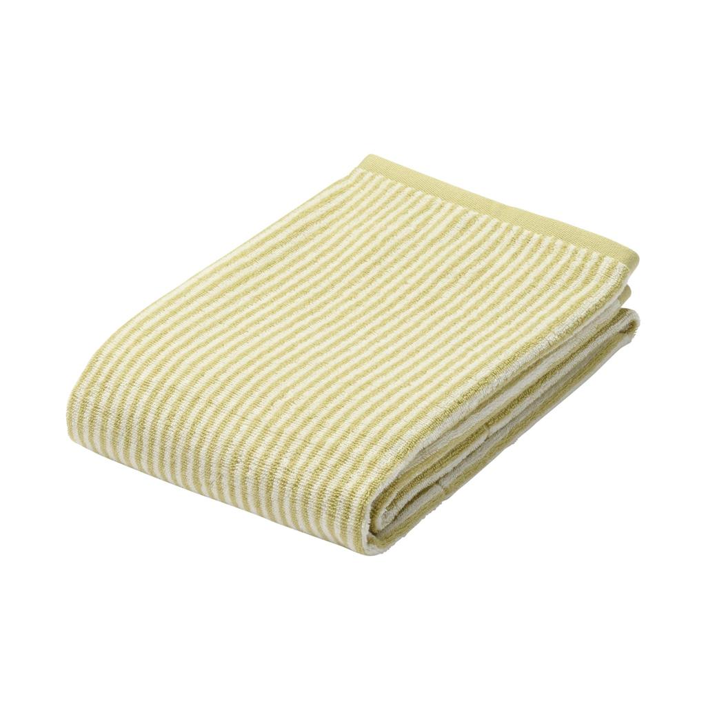 MUJI Fluffy Pile Bath Towels (Patterned), Set of 4, 60 X 120 Cm, Yellow Stripe/Soft, 84835124