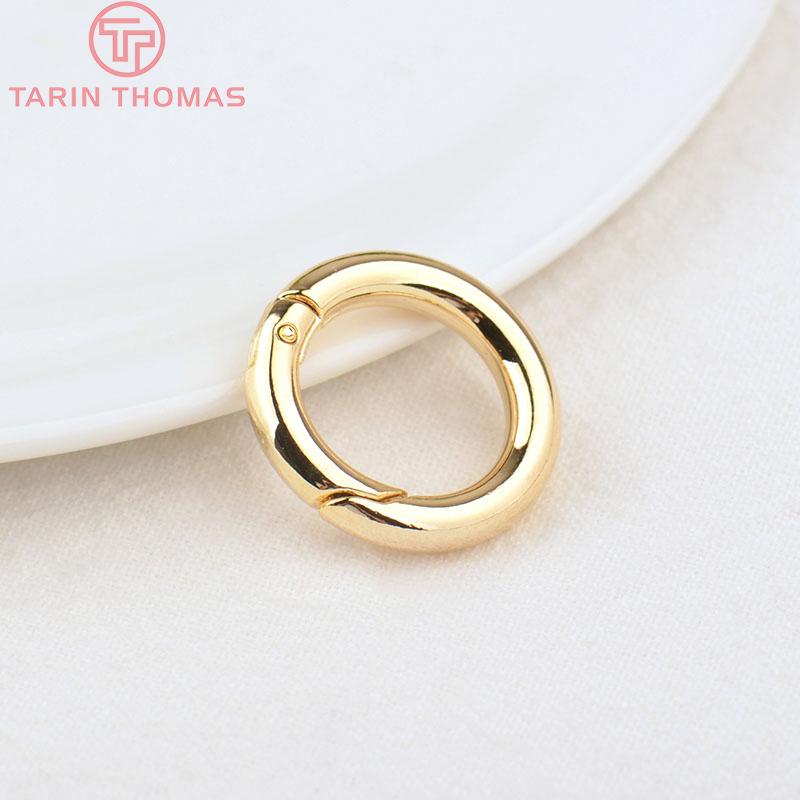 

(3293)4PCS 15MM 20MM 24K Gold Color Brass Round Connector Clasps for Charms Pendants High Quality DIY Jewelry Making Findings 14MM