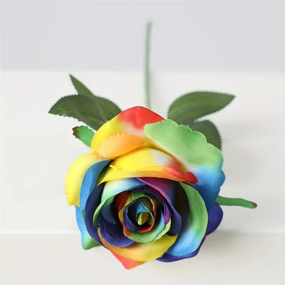 Realistic Touch Colorful Artificial Roses Flowers Rainbow Fake Flowers  Mother's Day