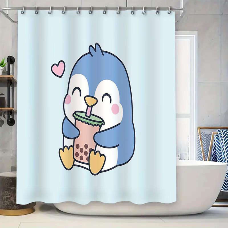 

Cute Boba Tea Shower Curtain Anime Kawaii Bubble Tea Decor Bathroom Set Japanese Style Home Decor Trendy Room Aesthetic Gift W60H190(CM)-1 Pcs