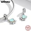 WOSTU 925 Sterling Silver Opal Paw Love Heart Wings Zircon Charms Beads Pendant Fit Original Bracelet Necklace For Women Jewelry
