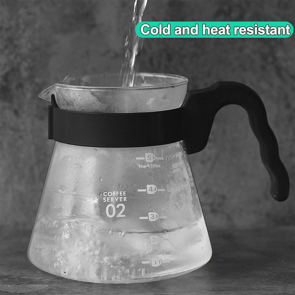 600ml Glas Kaffeekanne Handaufguss Espressokocher Hitzebeständig Filter Mokkakanne Kaffeegeschirr Teegeschirr für die Heimküche