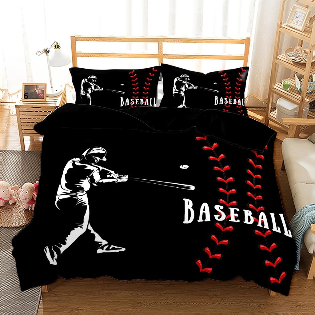 2/3pcs Duvet Cover Set, Baseball Pattern Printed Bedding Set, Soft Comfortable Duvet Cover, For Bedroom, Guest Room