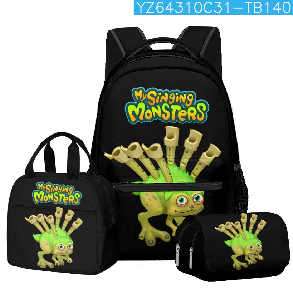 Intemporel Tendance Unique Bugcat Capoo Conception 3D Set de 3 pièces Sacs pour Apprentis Étudiants Sac à Dos Ordinateur de Voyage Sac Repas Trousse à Crayons