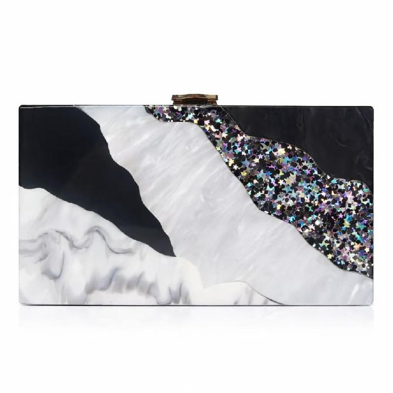 Color Contrast Patching Acrylic Crossbody New Banquet Handbag Wedding Shoulder Evening Bag Straw Bags Party Luxury Women's Bag